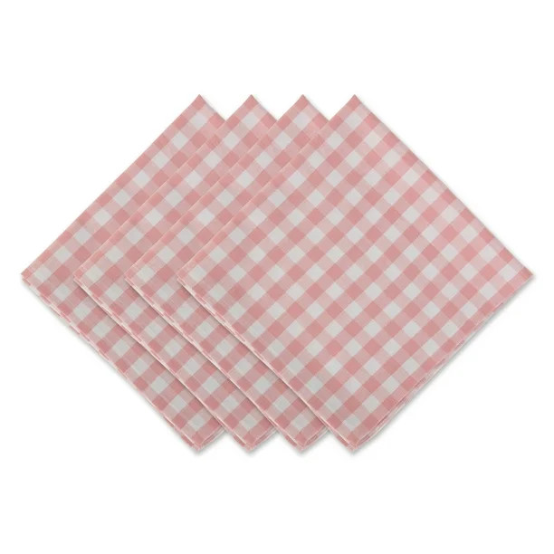 DII Pink & White Reversible Gingham Check Napkin Set, 4 Pieces - Walmart.com | Walmart (US)