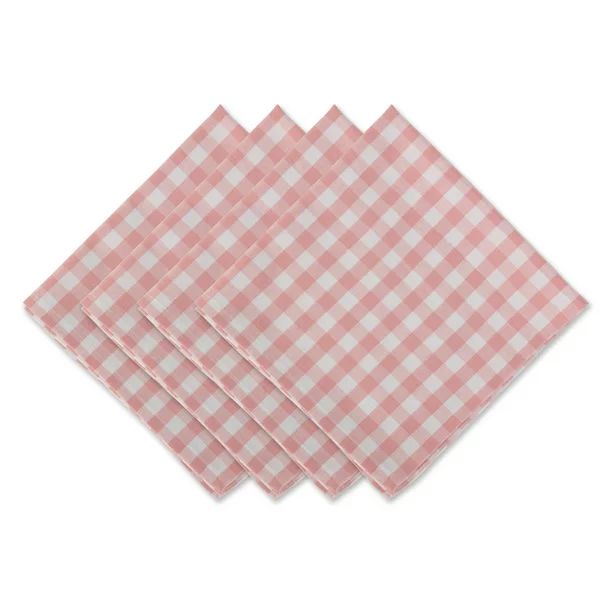 DII Pink & White Reversible Gingham Check Napkin Set, 4 Pieces - Walmart.com | Walmart (US)