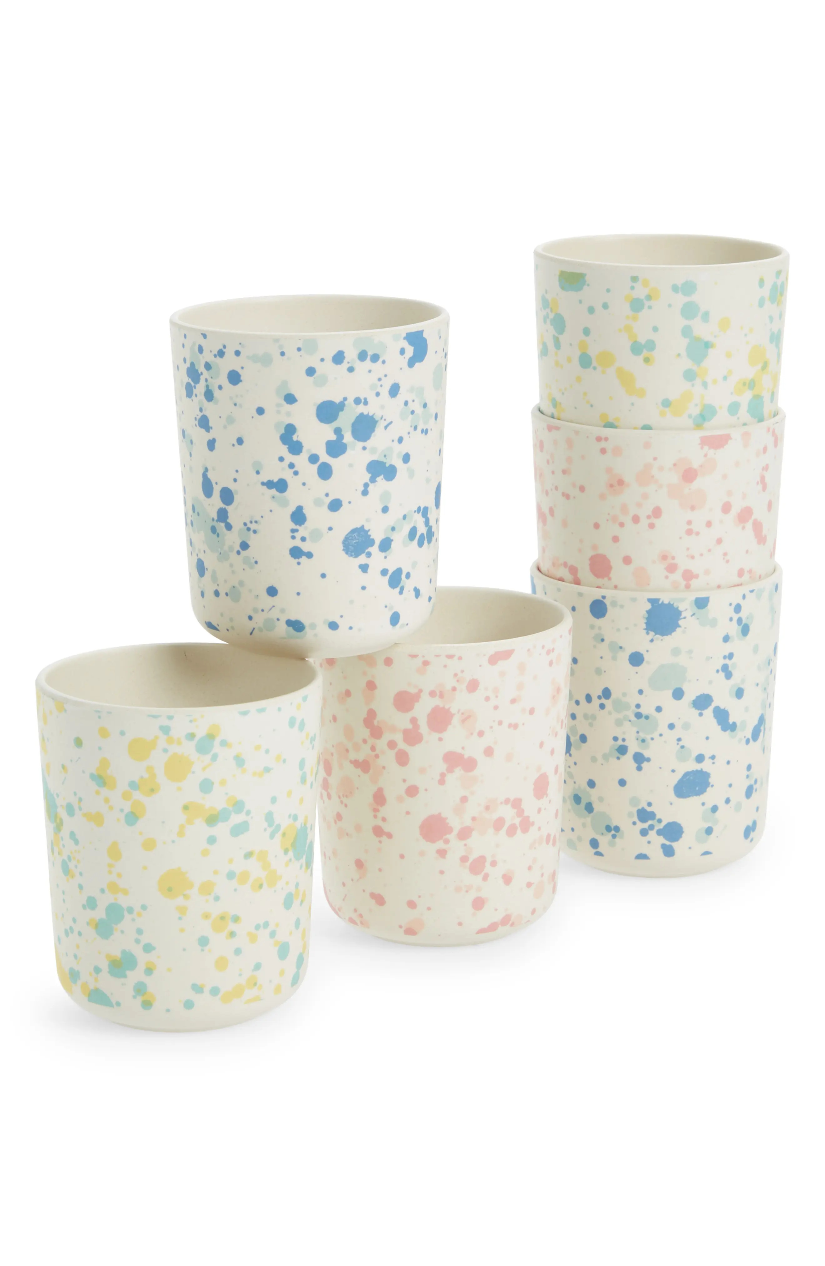 Meri Meri Bright Stripe Set of 6 Reusable Bamboo Party Cups in Speckled Bamboo at Nordstrom | Nordstrom