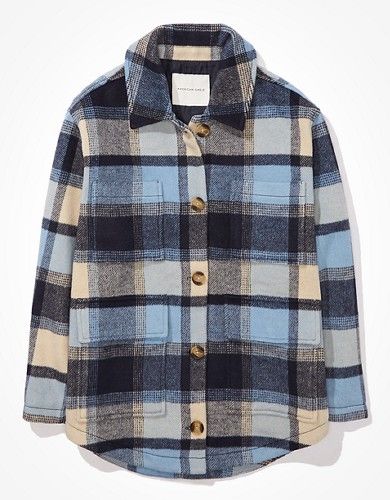 AE Oversized Plaid Flannel Shirt Jacket | American Eagle Outfitters (US & CA)