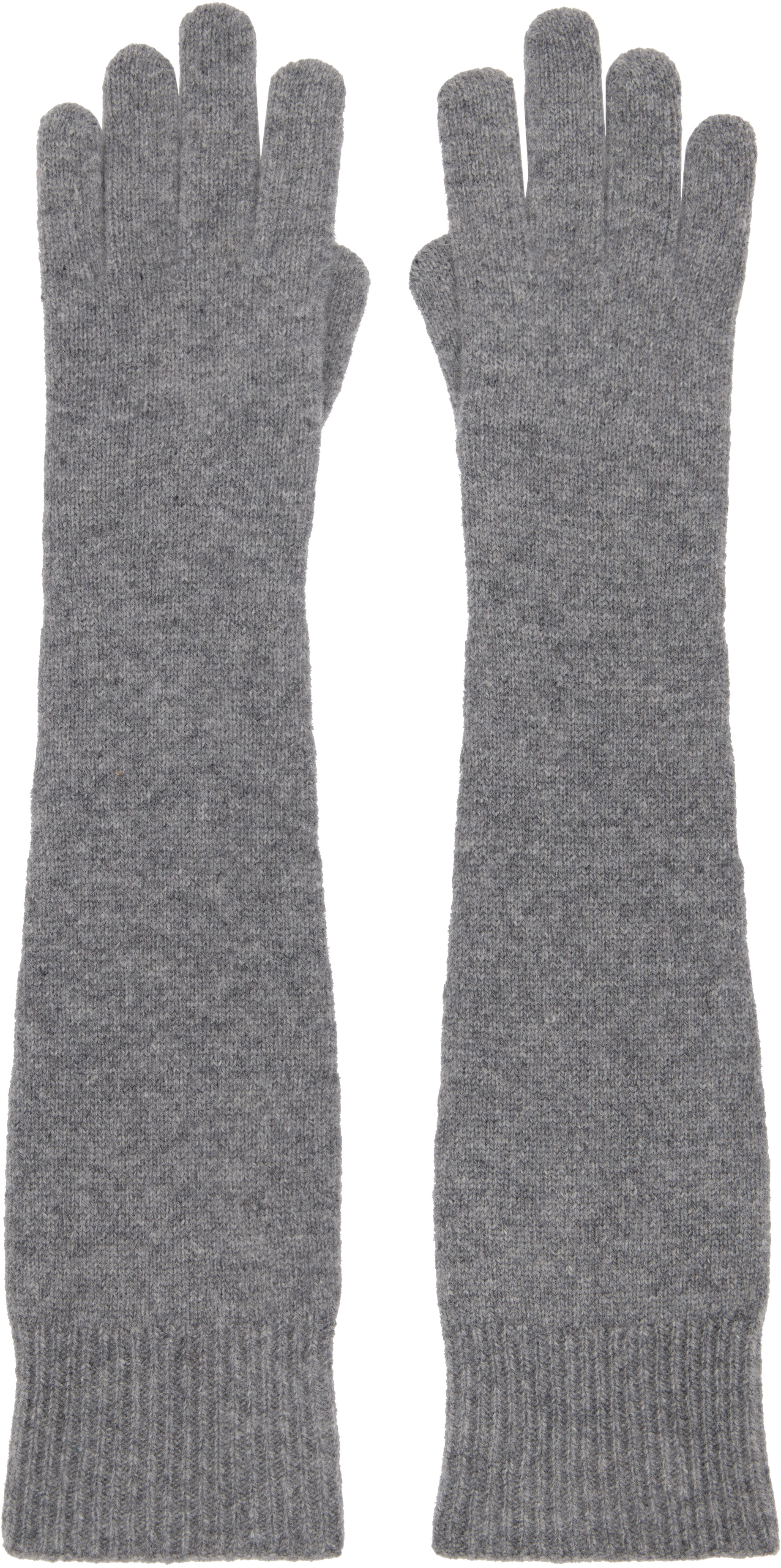 TOTEME Gray Long Knit Gloves | SSENSE