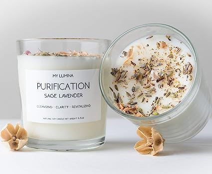 Amazon.com: My Lumina Purification Sage Lavender Candle - Smudging Chakra Balancing Healing Candl... | Amazon (US)