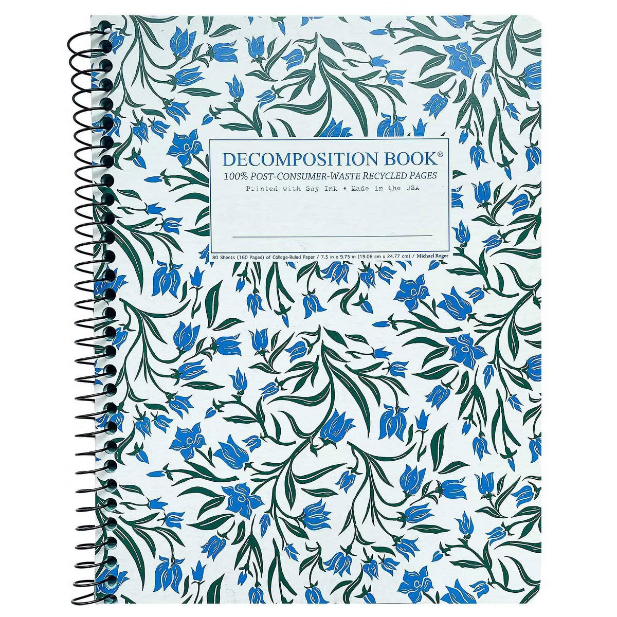 Decomposition Book 160 Sheet College Ruled Spiral Notebook 7.5"x9.75" Bluebells: 100% Recycled Li... | Target
