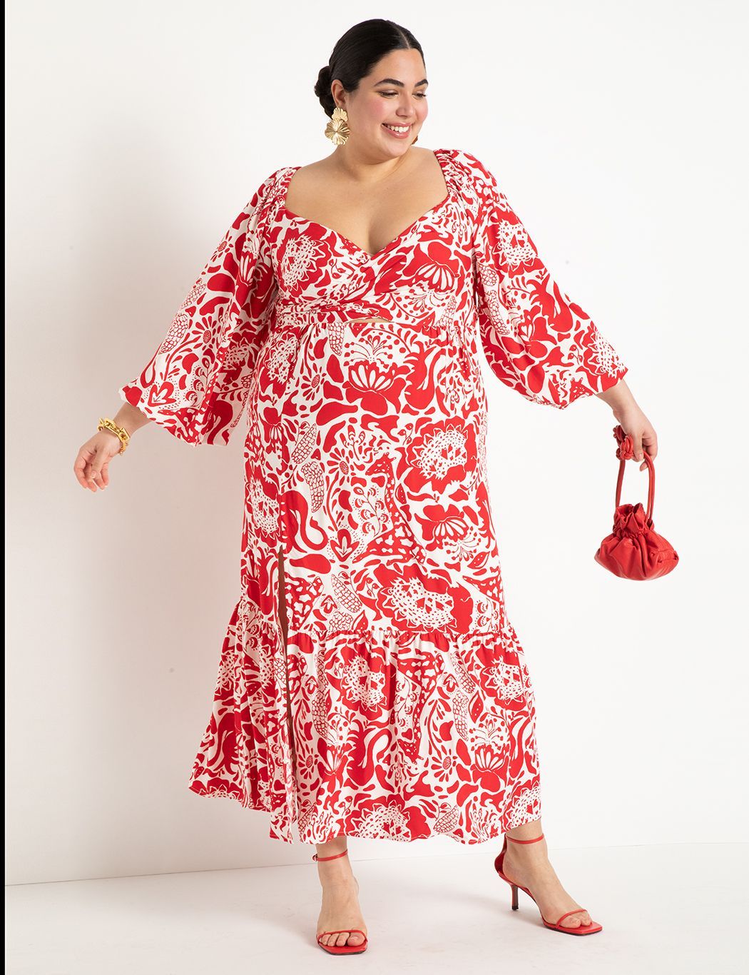 Wrap Bodice Maxi Dress With Slit | Women's Plus Size Dresses | ELOQUII | Eloquii