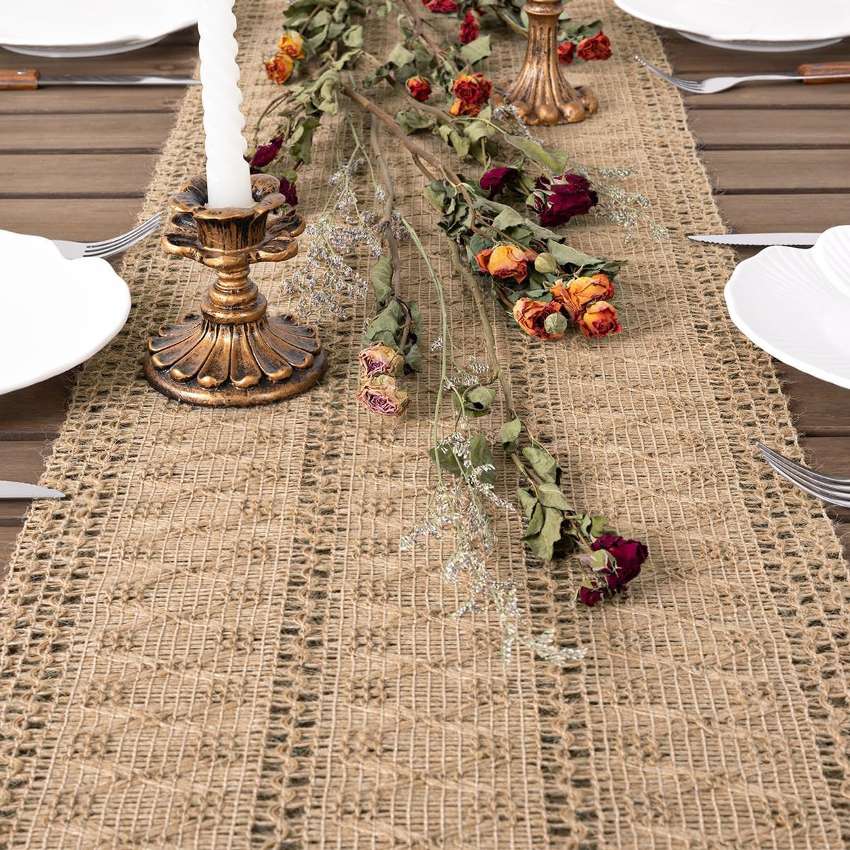 Dremisland Boho Autumn Table Runner Macrame Farmhouse 72 Inch Burlap Jute Bamboo Coffee Table Run... | Amazon (UK)