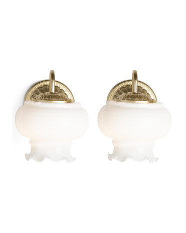 2Pk 10.5X8.5X10.5 Hobnail Glass Rechargeable Wall Sconces | TJ Maxx