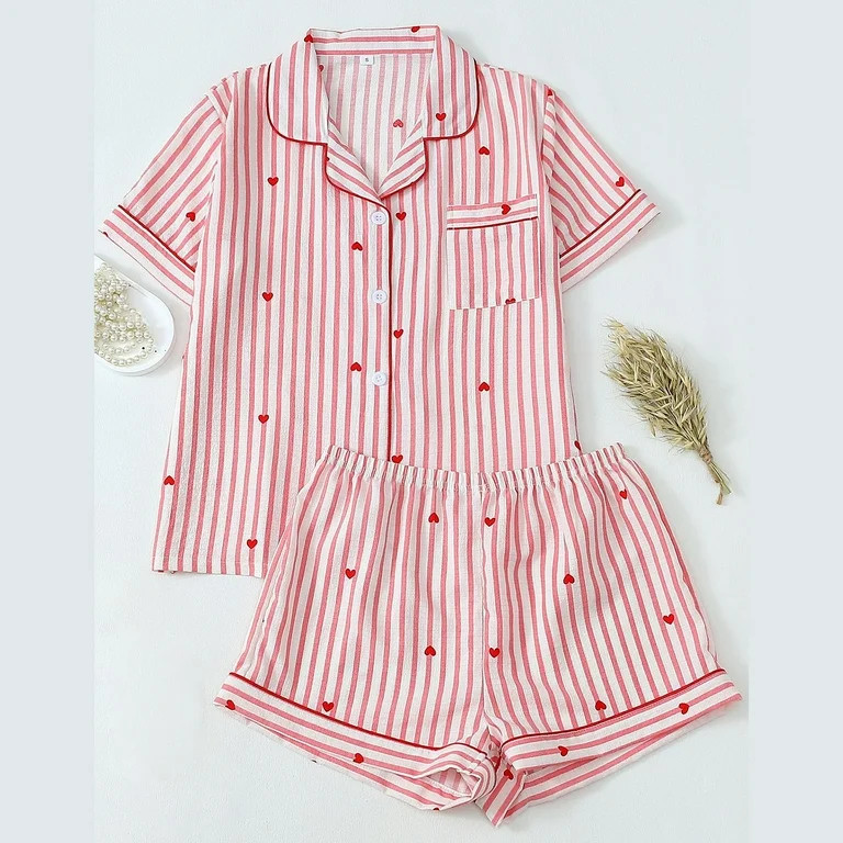 Yuncity Valentine's Day Loungewear For Women Soft Long Sleeve With Heart Print Comfortable All Se... | Walmart (US)