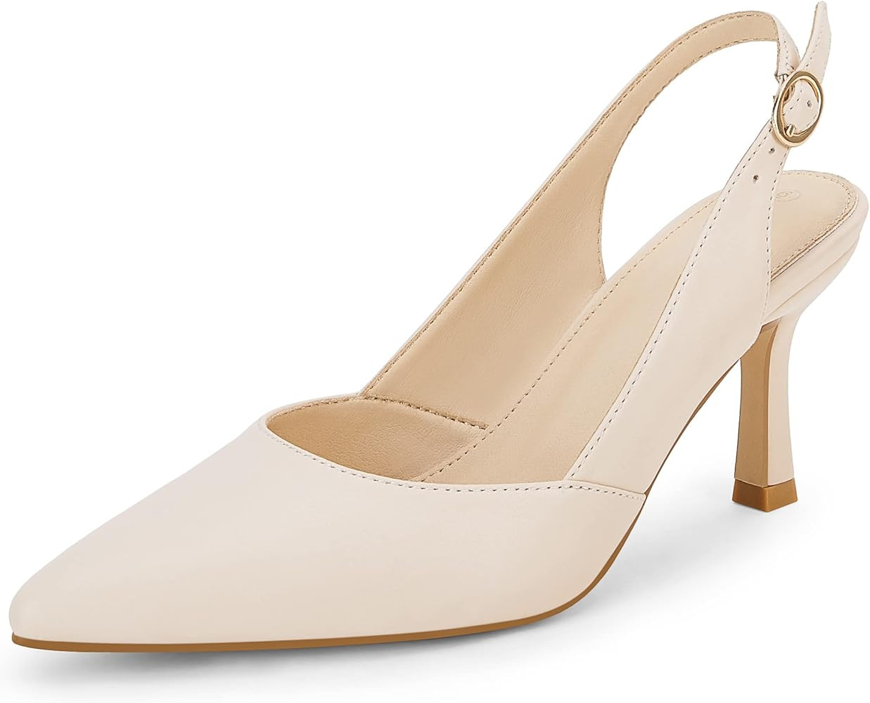 Rilista Women's Slingback Kitten Heels Closed Pointed Toe Wedding Party Dress Pumps Shoes | Amazon (US)