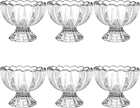 Lawei 6 Pack Glass Dessert Bowls - 5 Oz Glass Ice Cream Cups Mini Trifle Footed Dessert Bowls for... | Amazon (US)