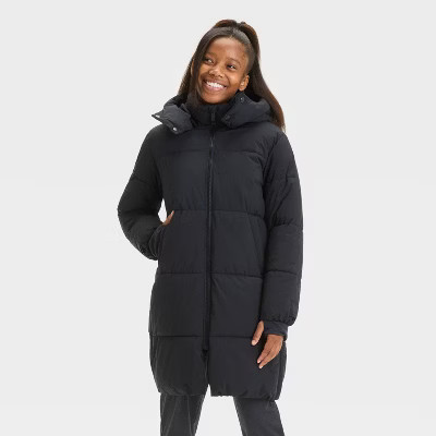 Girls' Solid Puffer Jacket - All In Motion™ Black | Target