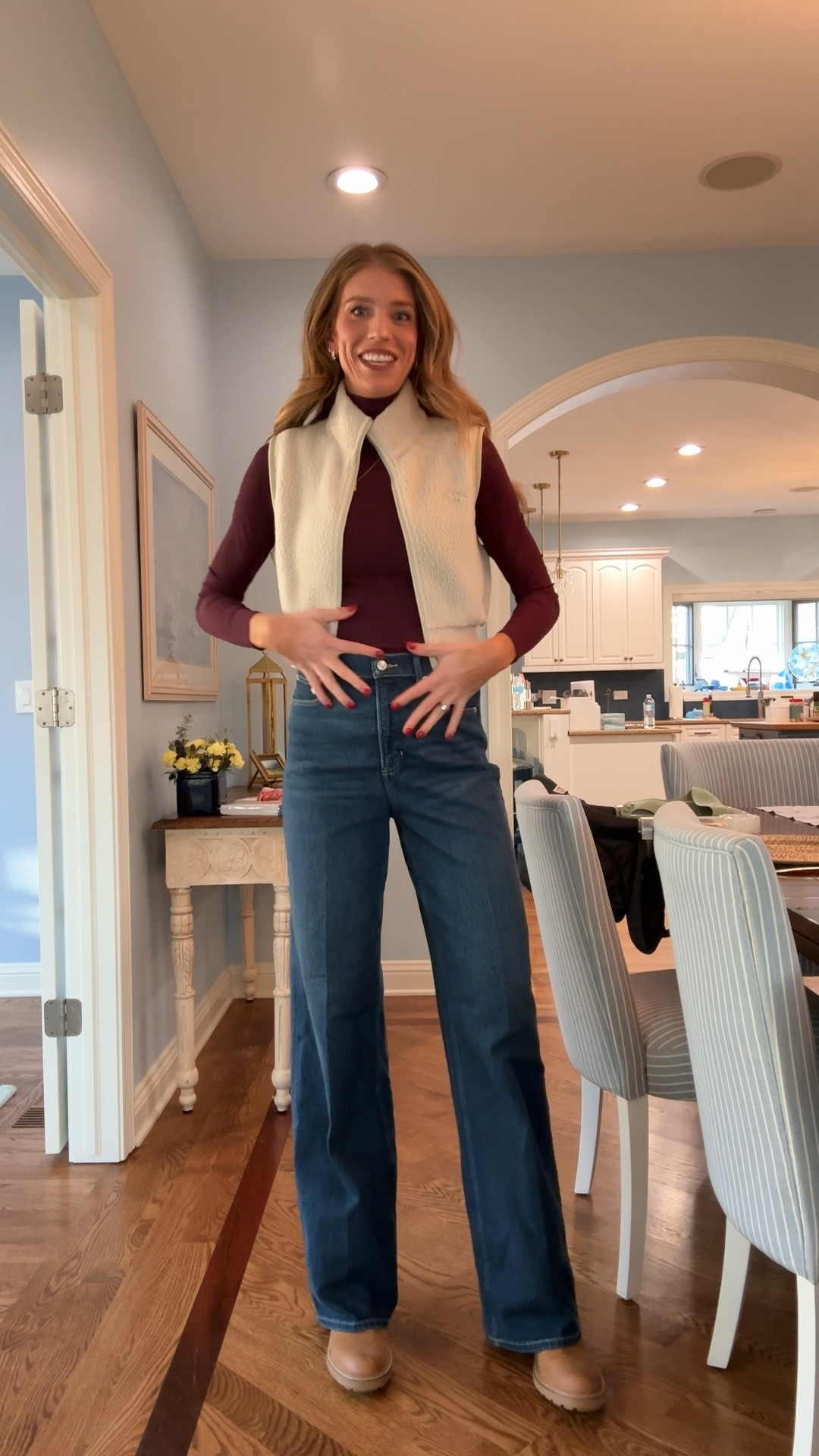 Holiday outfit that is tall girl friendly and bump friendly! 
Wearing medium tall in jeans to fit the bump otherwise I would wear a small tall! Super stretchy 
Small in tops. 

#LTKootd #LTKTall #LTKHoliday