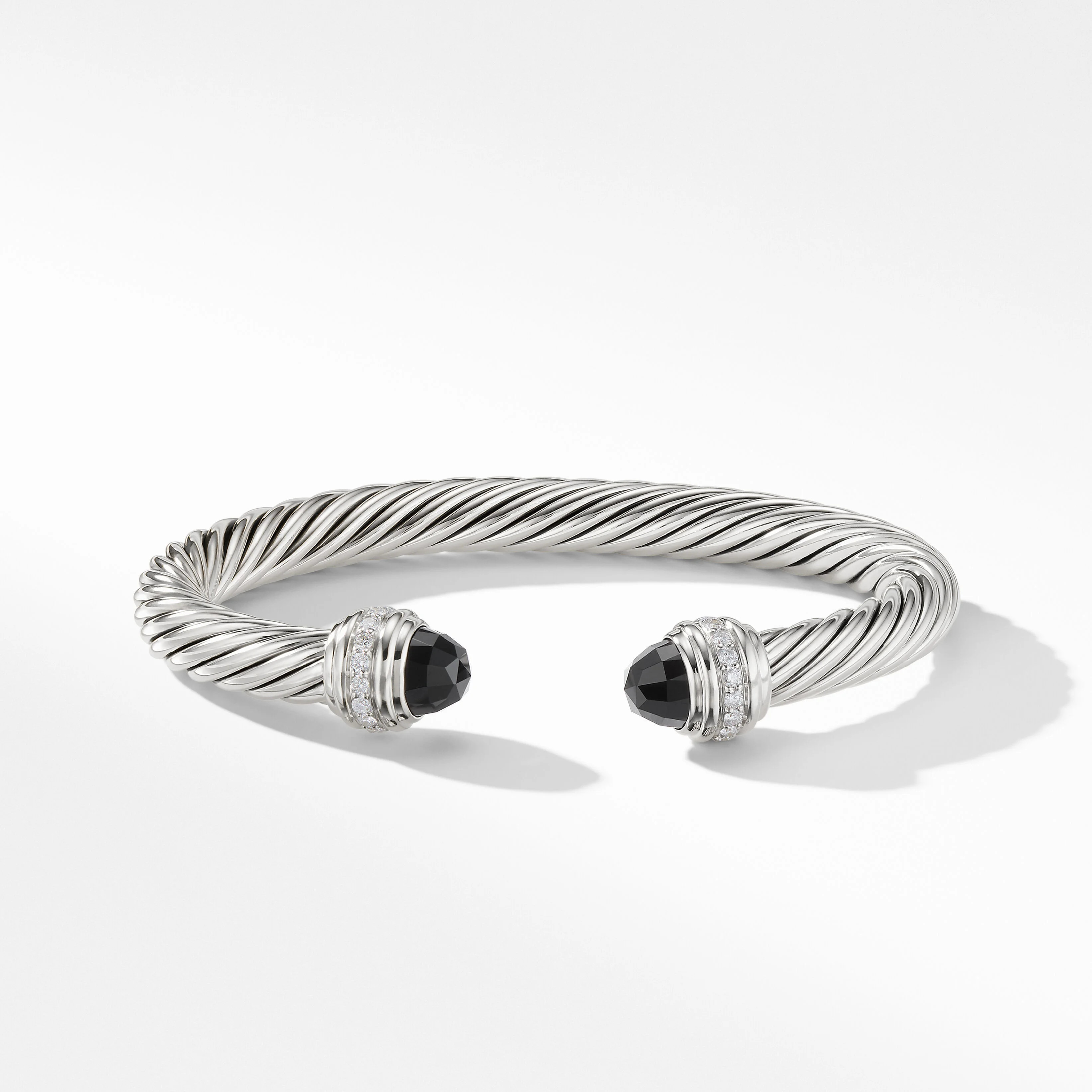 Cable Classics Bracelet in Sterling Silver with Black Onyx and Pavé Diamonds | David Yurman