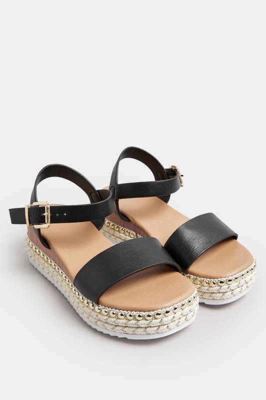 Yours Black Platform Espadrille Wedge Heels In Wide E Fit & Extra Wide EEE Fit | Long Tall Sally