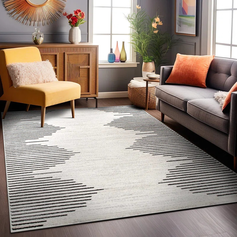 Damarcus Geometric Cream/Black Area Rug | Wayfair North America