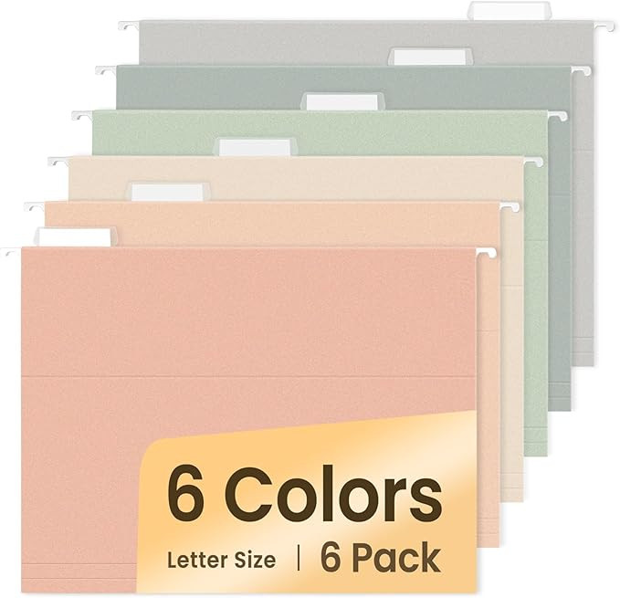 SUNEE Hanging File Folders, 6 Pack Letter Size Hanging File Folders with 1/5-Cut Tabs, Ideal for ... | Amazon (US)