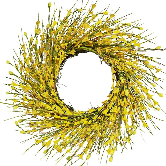 20inch Artificial Forsythia Flower Wreath, All Year Around Wreath for Front Door, Wedding Window ... | Amazon (US)