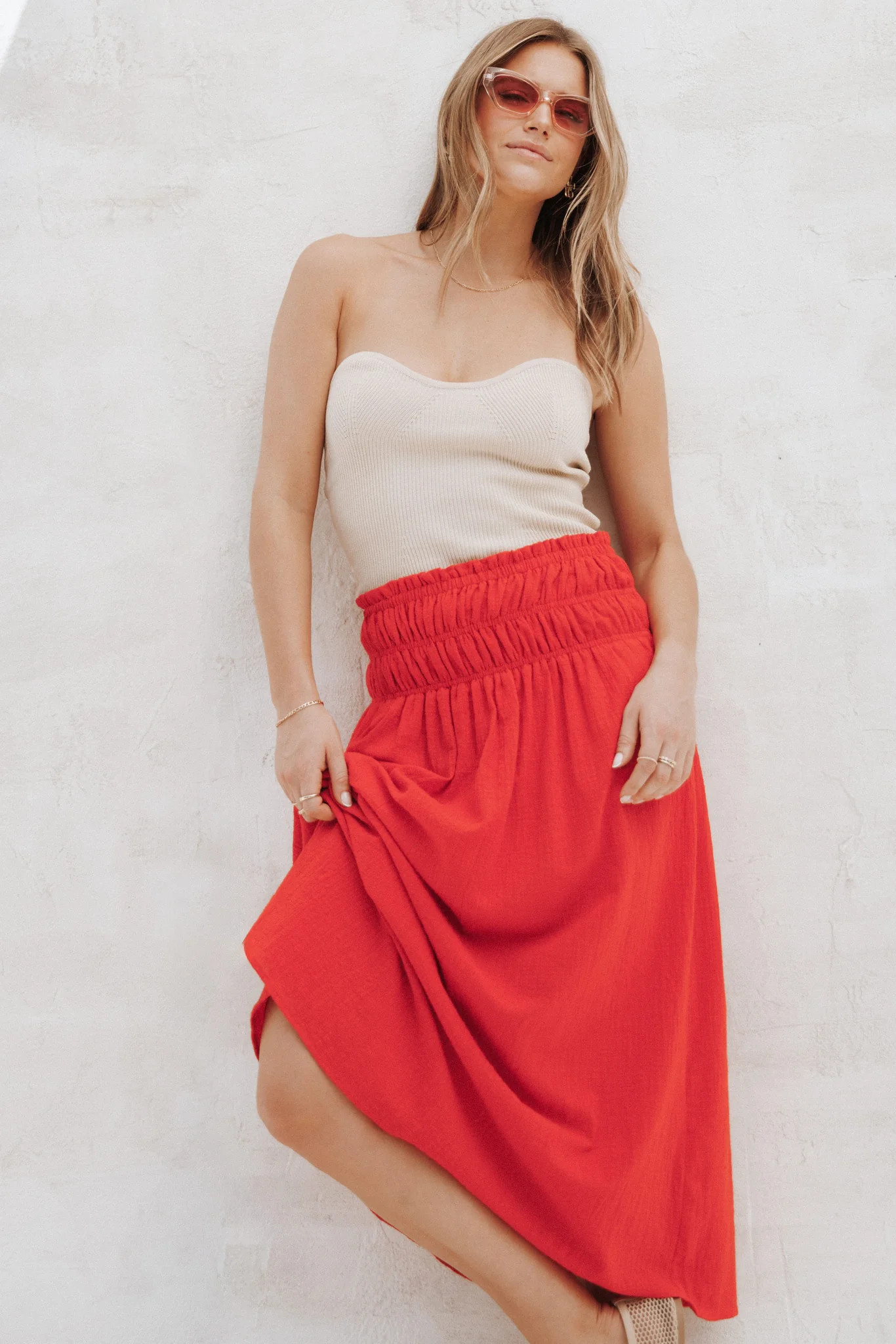 Mattea Maxi Skirt - Red | Petal & Pup (US)