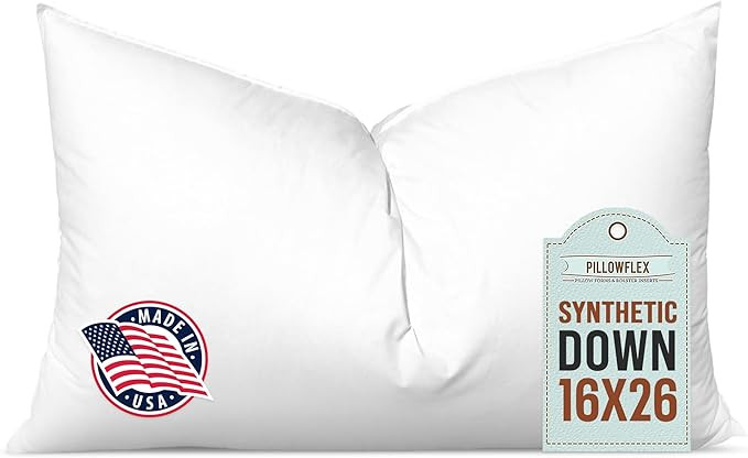 Pillowflex Synthetic Down Pillow Insert - 16x26 Down Alternative Pillow, Ultra Soft, Large Standa... | Amazon (US)