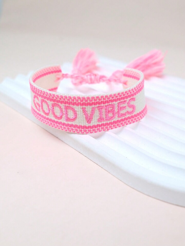 1pc Embroidered Alphabet Creative Handmade Braided Bracelet | SHEIN