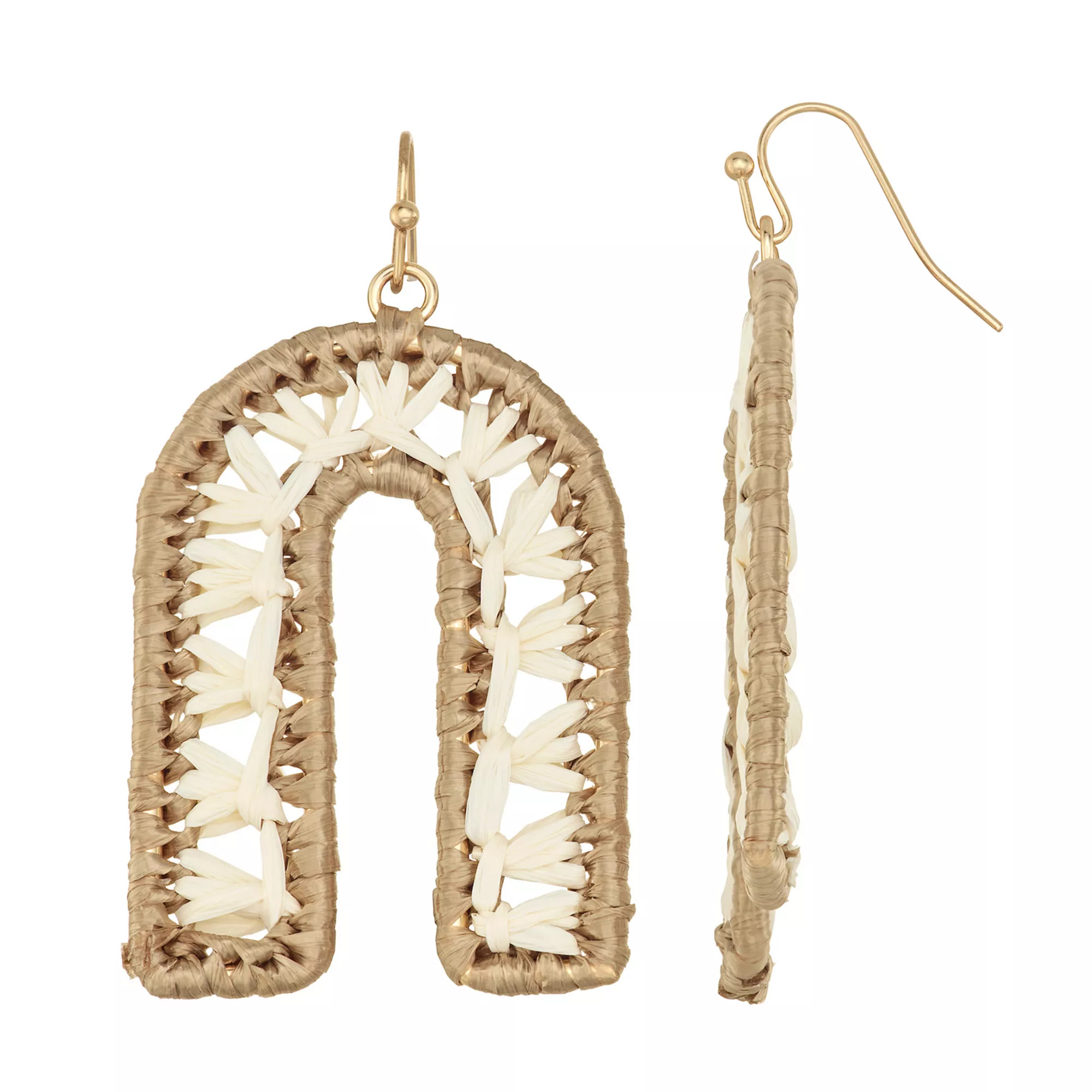 Emberly Gold Tone Raffia Wrapped U-Shape Earrings | Kohl's