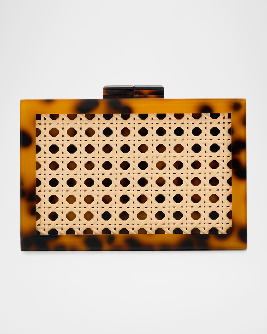 Anyssa Cane Webbing & Acrylic Clutch Bag | Neiman Marcus