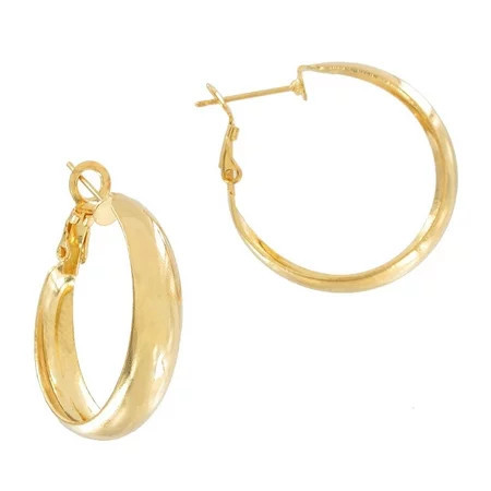 Gold Tone Lightweight Round Wide Hoop Pierced Earrings 1 1/8 Ladies Adult Female Women | Walmart (US)