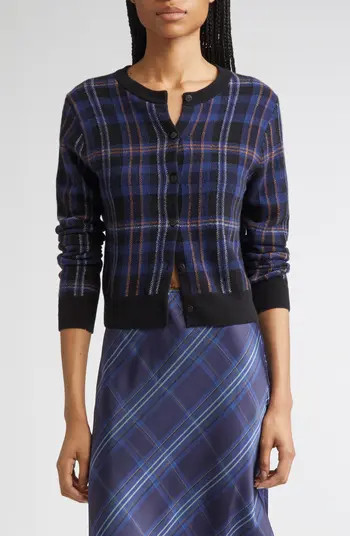 Vince Intarsia Plaid Wool & Cashmere Cardigan | Nordstrom | Nordstrom