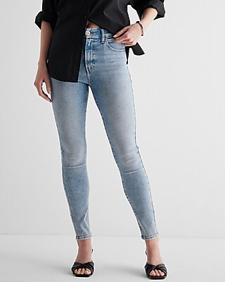 High Waisted Light Wash FlexX Skinny Jeans | Express