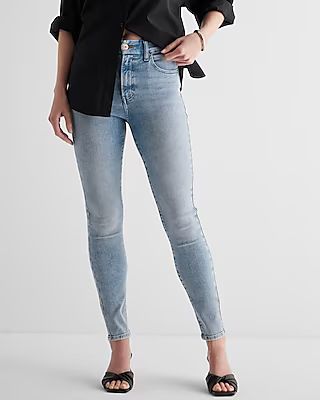 High Waisted Light Wash FlexX Skinny Jeans | Express