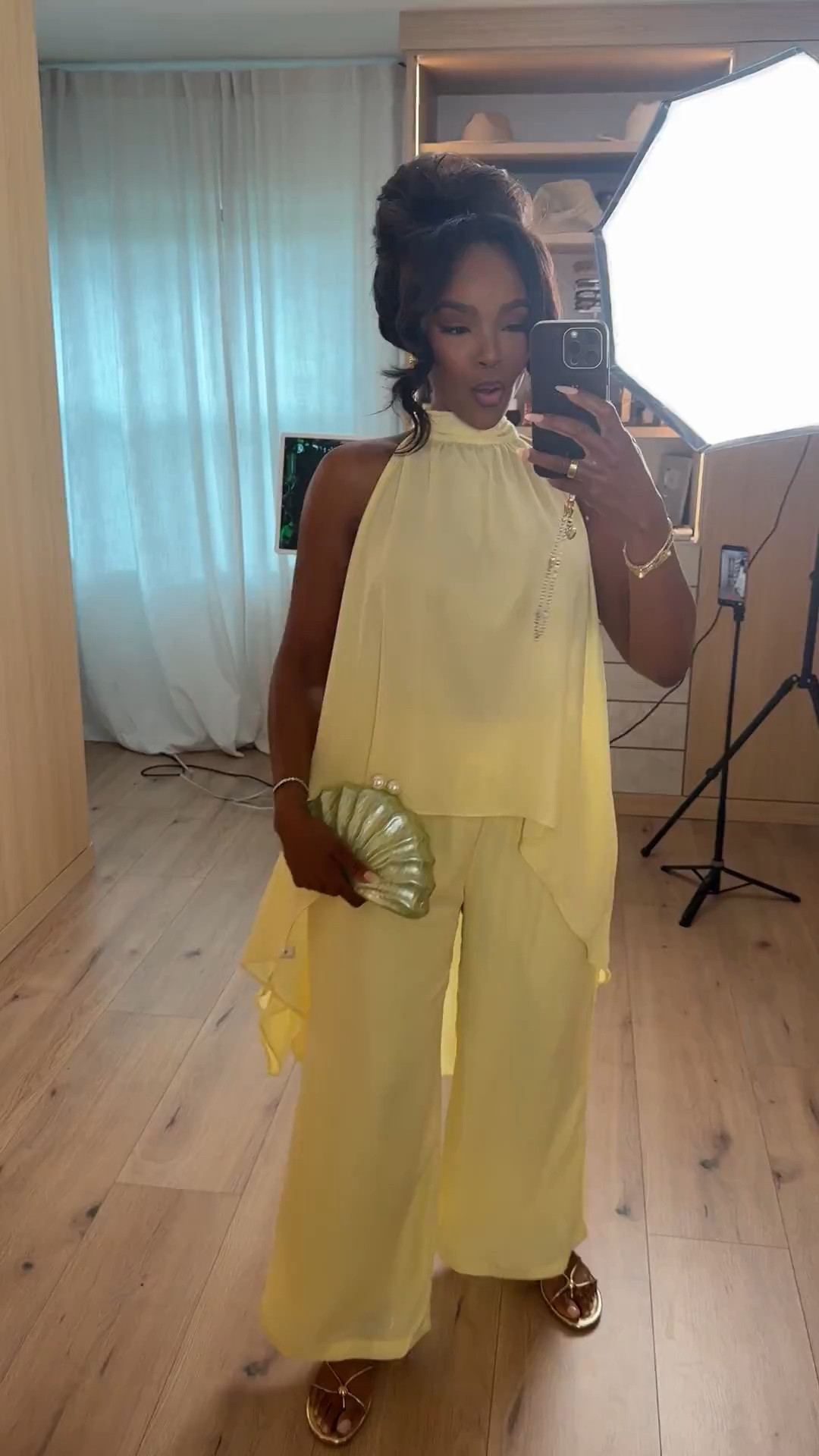 Scroll to shop this soft statement set 💛

Light, flowy, and made to stand out—this look is all about movement and effortless elegance. The breezy top paired with the wide-leg pants gives you that elevated feel while still being comfortable enough to wear all day. Style together for a full moment or mix the pieces for even more looks (your cost per wear just keeps getting better).

Perfect for Mother’s Day brunch, spring events, vacation dinners, or a dressed-up daytime look.

📏 Measurements: 5’4”, 140 lbs, 34D bust, 27” waist, 40” hips

Follow me on Instagram and YouTube @kirasfashionfinds