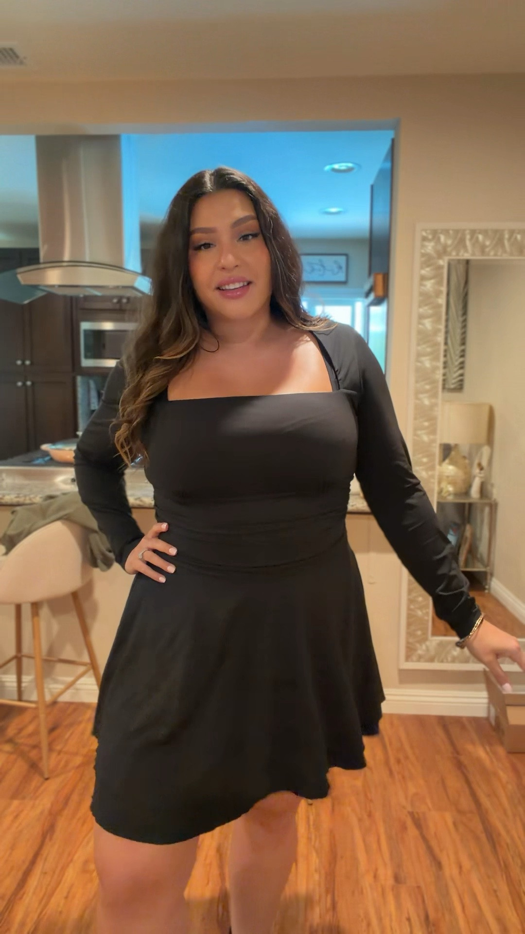 A go to black dress that’s double lined, quality, and has good stretch!