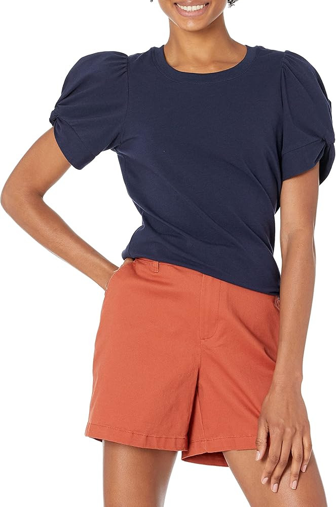 Amazon Essentials Women's Regular-Fit Twist Puff Sleeve Crewneck T-Shirt | Amazon (US)