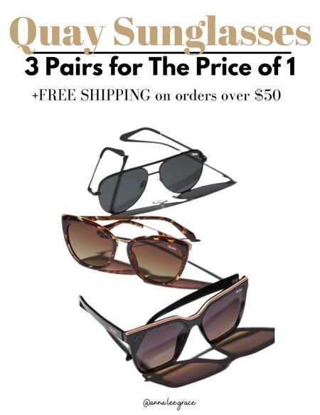 Quay sunglasses 3 pairs for the price of one! 

#LTKsalealert #LTKHoliday #LTKCyberweek