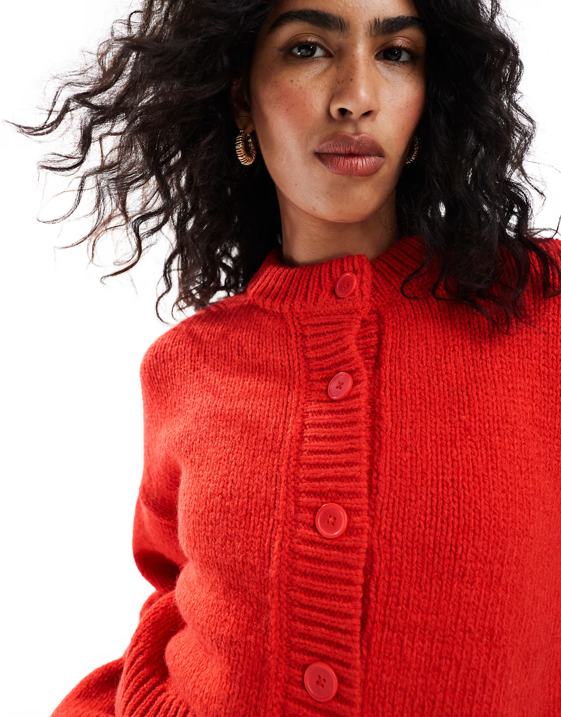 ASOS DESIGN crop crew neck cardigan in red | ASOS (Global)