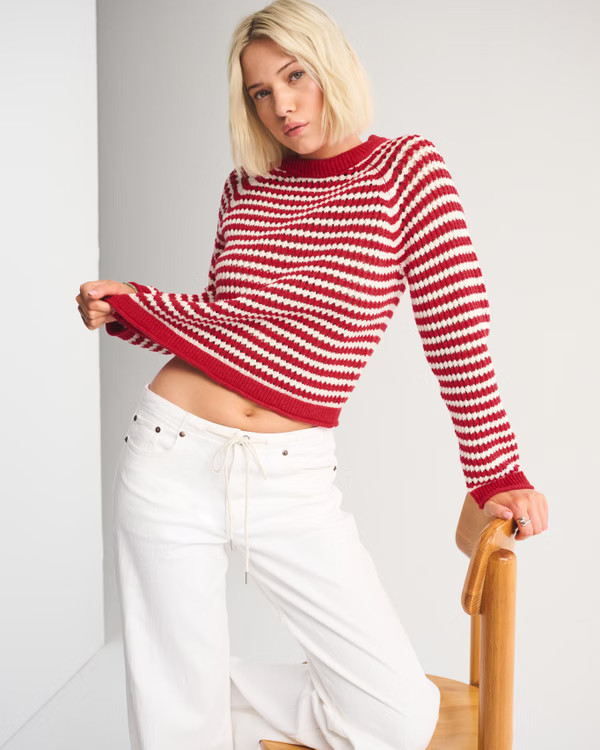 The A&F Madeline Crochet-Style Crew Sweater | Abercrombie & Fitch (US)