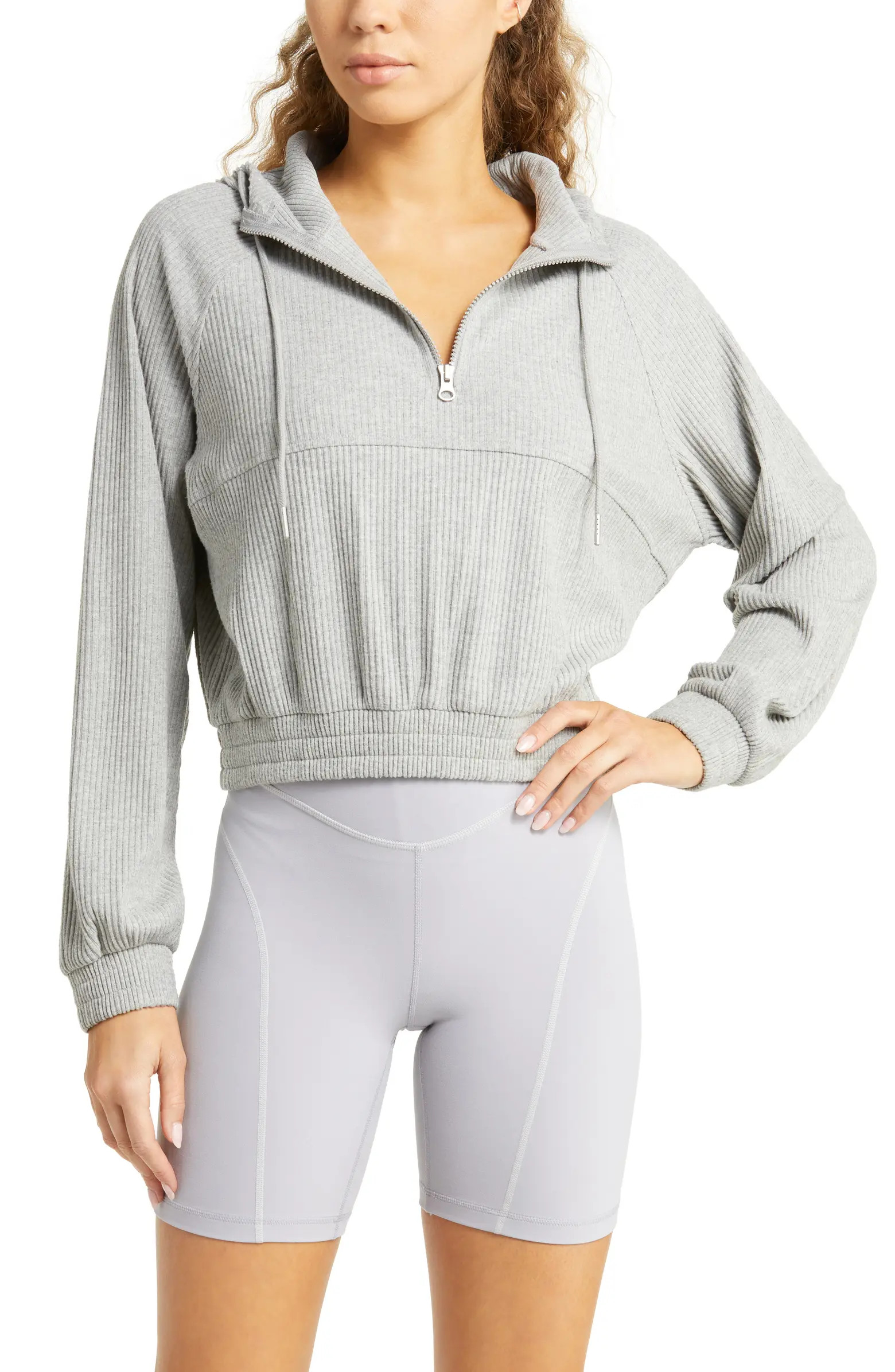 Zella Half Zip Rib Hoodie | Nordstrom | Nordstrom