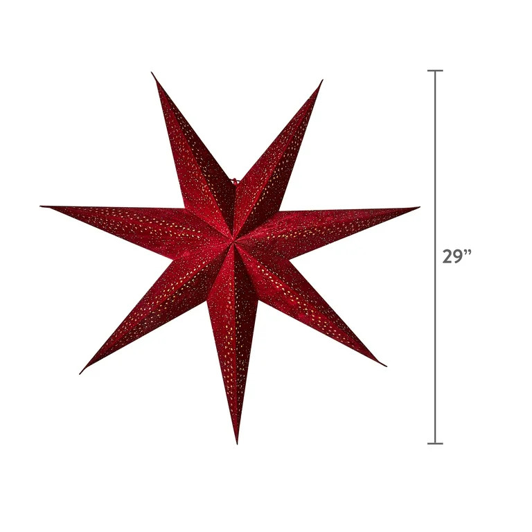 Red Flocked Decorated Star, 29 in, by Holiday Time | Walmart (US)