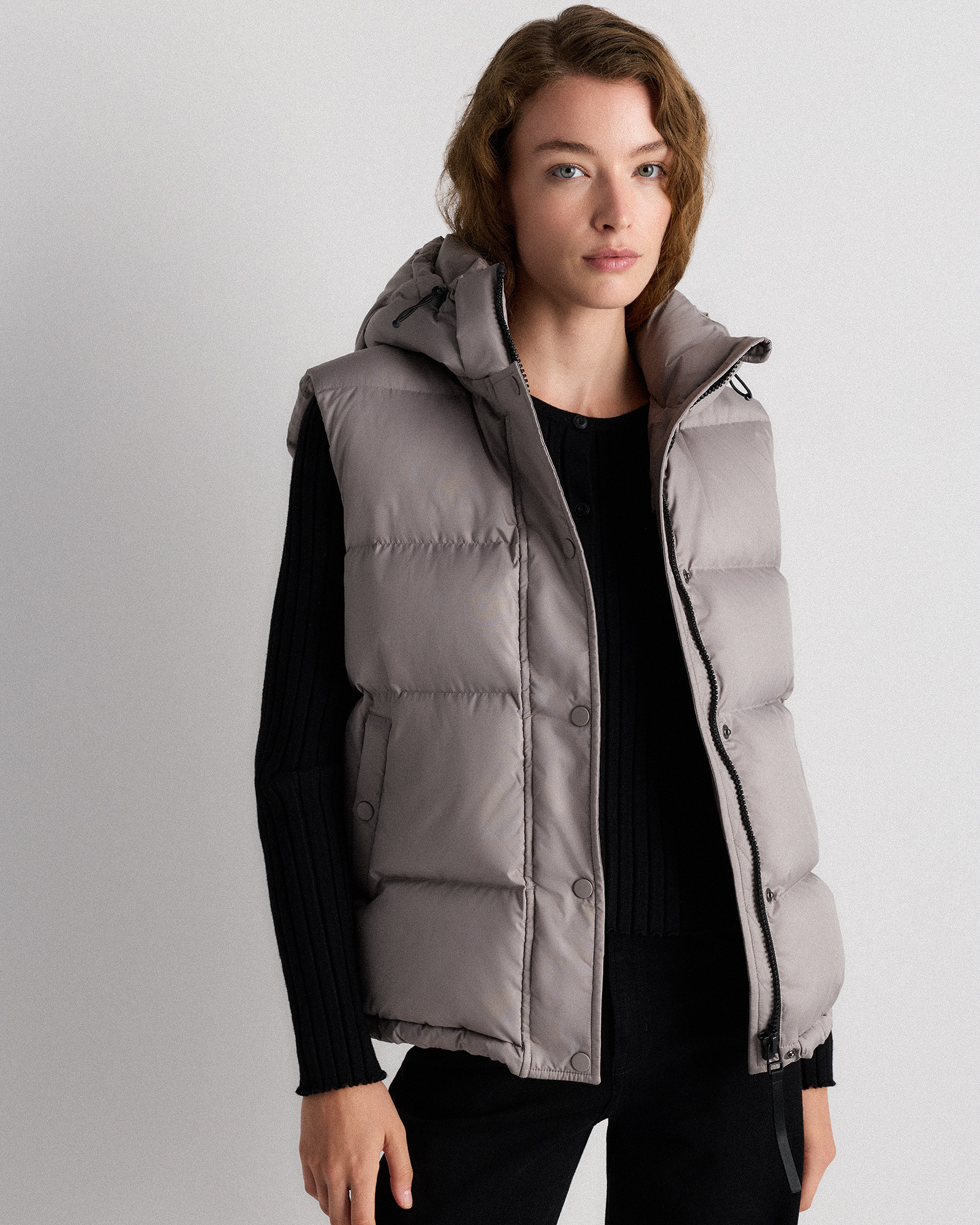 Quince | Women's Responsible Down Puffer Vest in Morel Grey, Size Small, Recycled Polyester | Quince