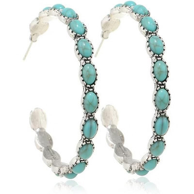 Boho Turquoise Beaded Flower Earrings HOOP EARRINGS One Size | Target