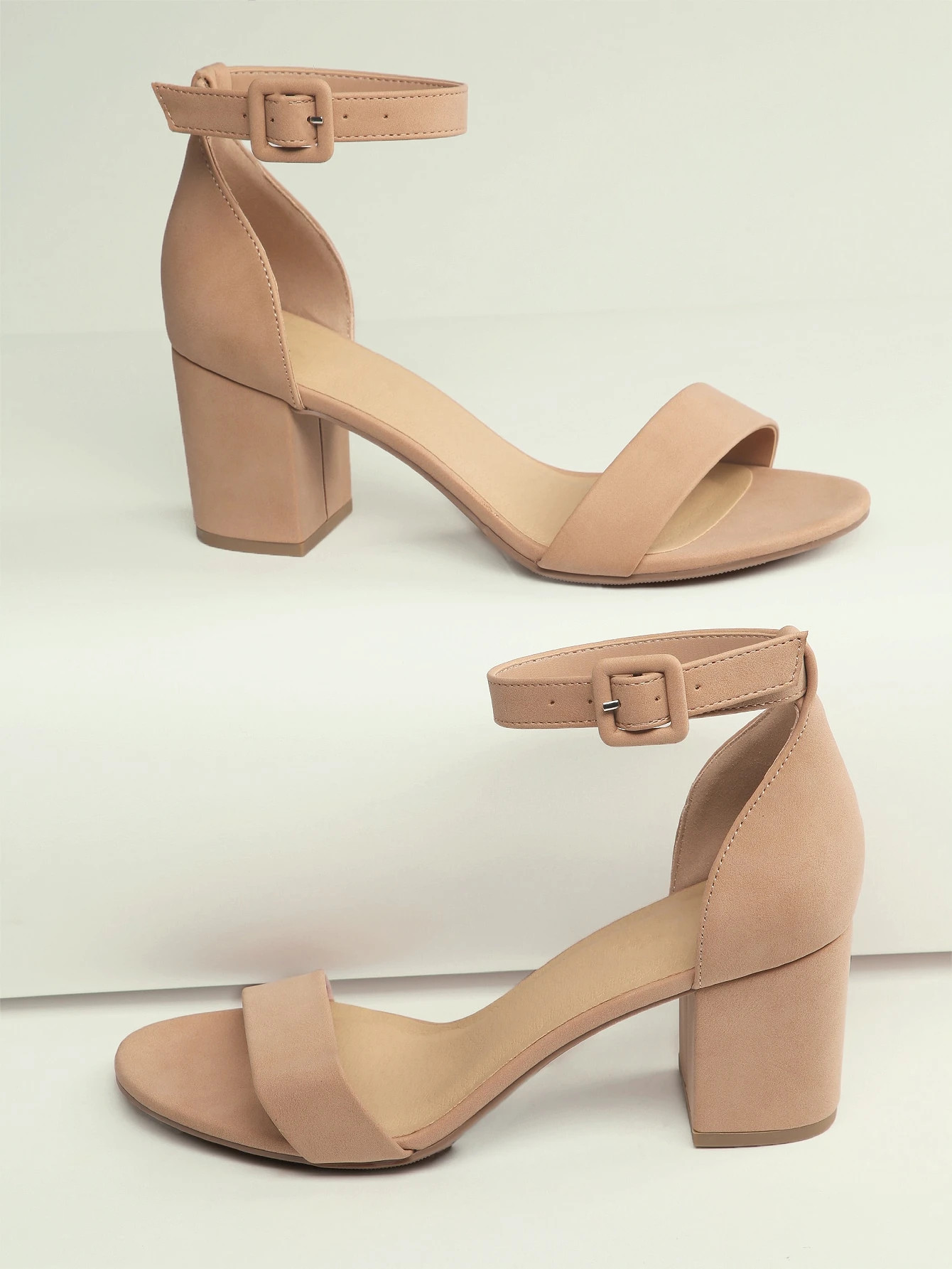 Open Toe Ankle Strap Block Heel Sandals | SHEIN