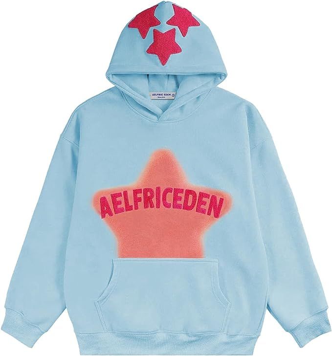 Aelfric Eden Star Graphic Hoodie Streetwear Print Trend Causal Loose Oversized Hooded Sweatshirts... | Amazon (US)