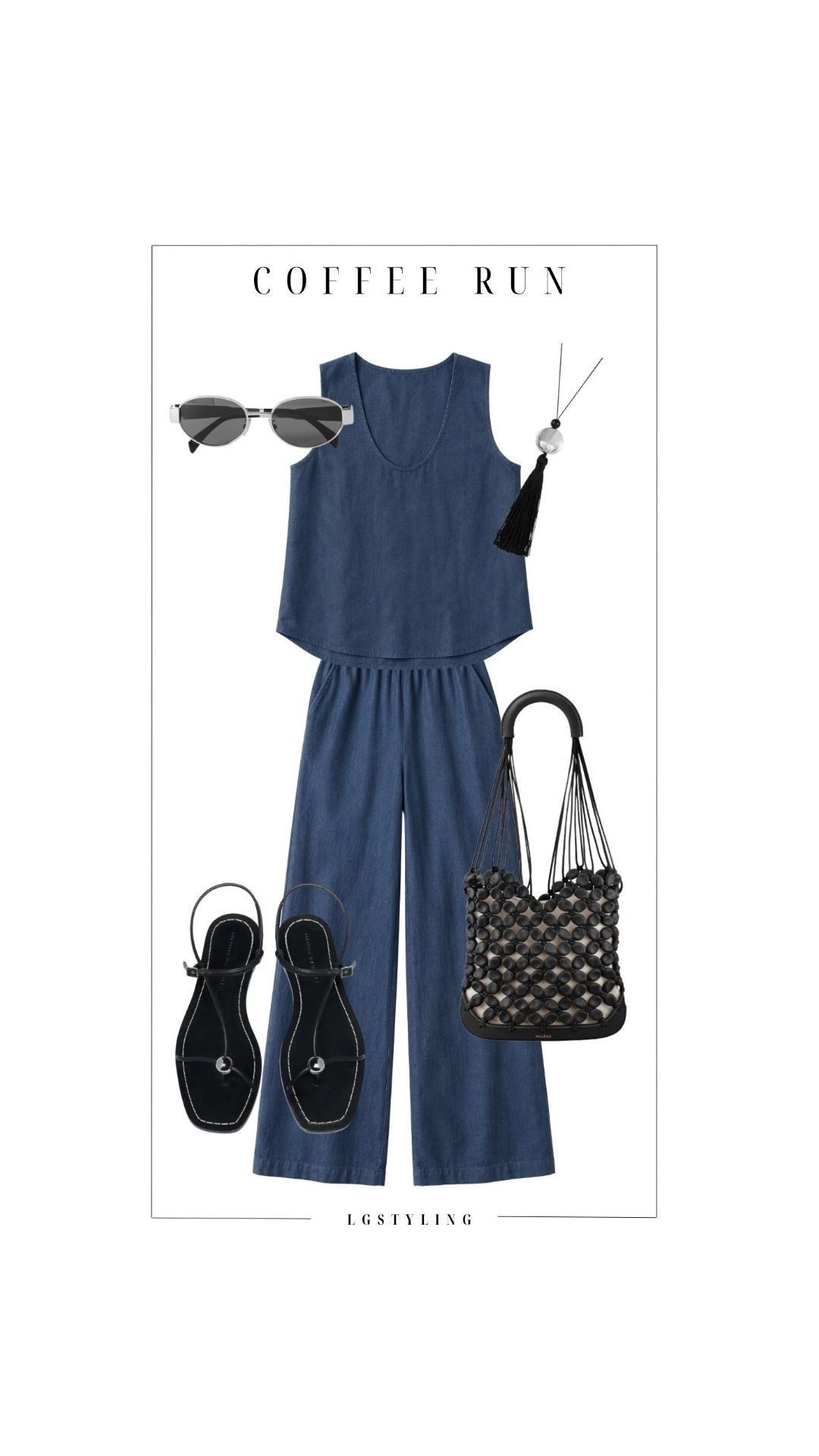 COFFEE RUN
An easy coffee run look that still feels pulled together. Matching denim separates paired with sleek black accessories for a simple weekend outfit with a little edge. Proof that casual doesn’t have to feel boring. ☕️