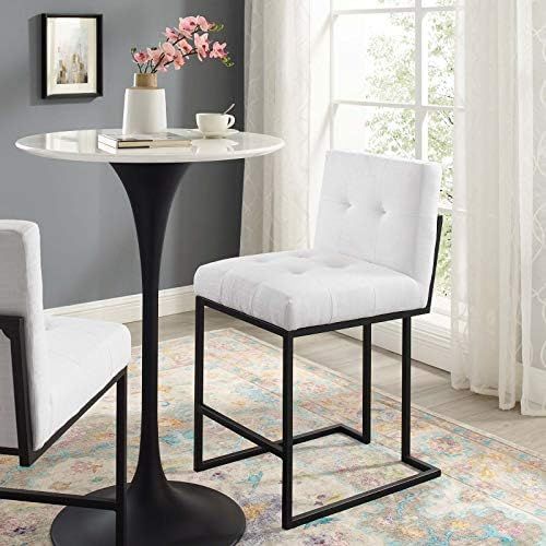 Modway Privy Black Stainless Steel Upholstered Fabric Counter Stool, White | Amazon (US)