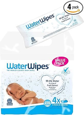 WaterWipes Sensitive Baby Wipes, 4 Packs of 60 Count (240 Count) | Amazon (US)