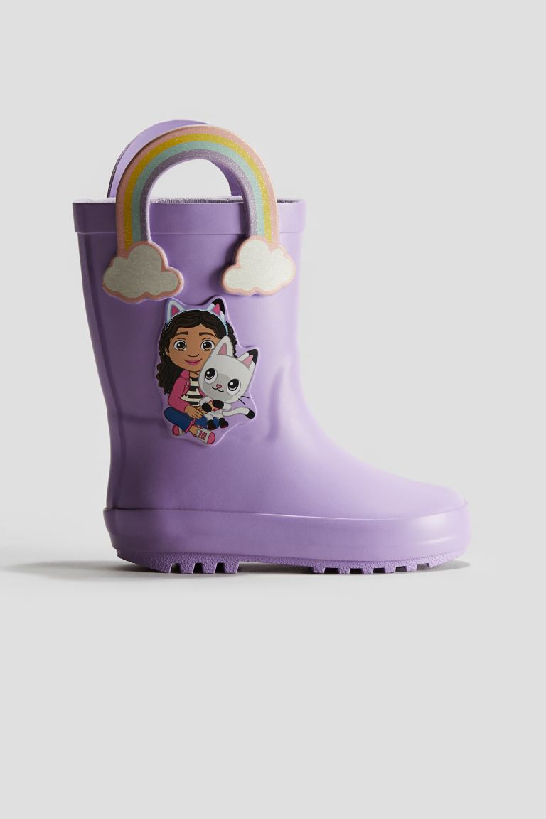Embossed Rubber Boots - No heel - Purple/Gabby's Dollhouse - Kids | H&M US | H&M (US + CA)