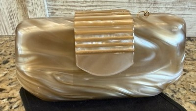 Vintage Jessica McClintock Hard Case Pearly Cream Clutch Shoulder Bag Purse | eBay US