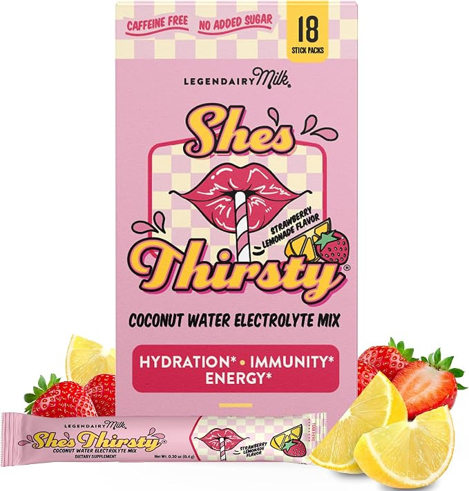 Legendairy Milk She’s Thirsty – Strawberry Lemonade, No Sugar Added Electrolytes Powder Packe... | Amazon (US)