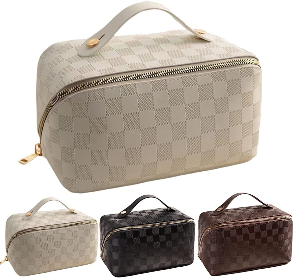 BIVIZKU Large Portable Makeup Bag Portable Travel Cosmetic Bag Opens Flat for Women Girls Gift Ma... | Amazon (US)