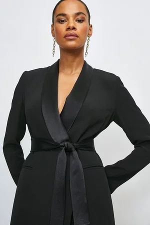 Tailored Tuxedo Wrap Mini Dress | Karen Millen UK + IE + DE + NL