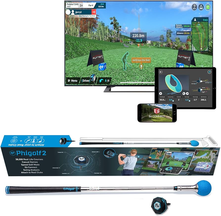 PHIGOLF Home Golf Game Simulator: Enjoy Interactive Golf with Motion Sensor & Swing Stick for Ind... | Amazon (US)